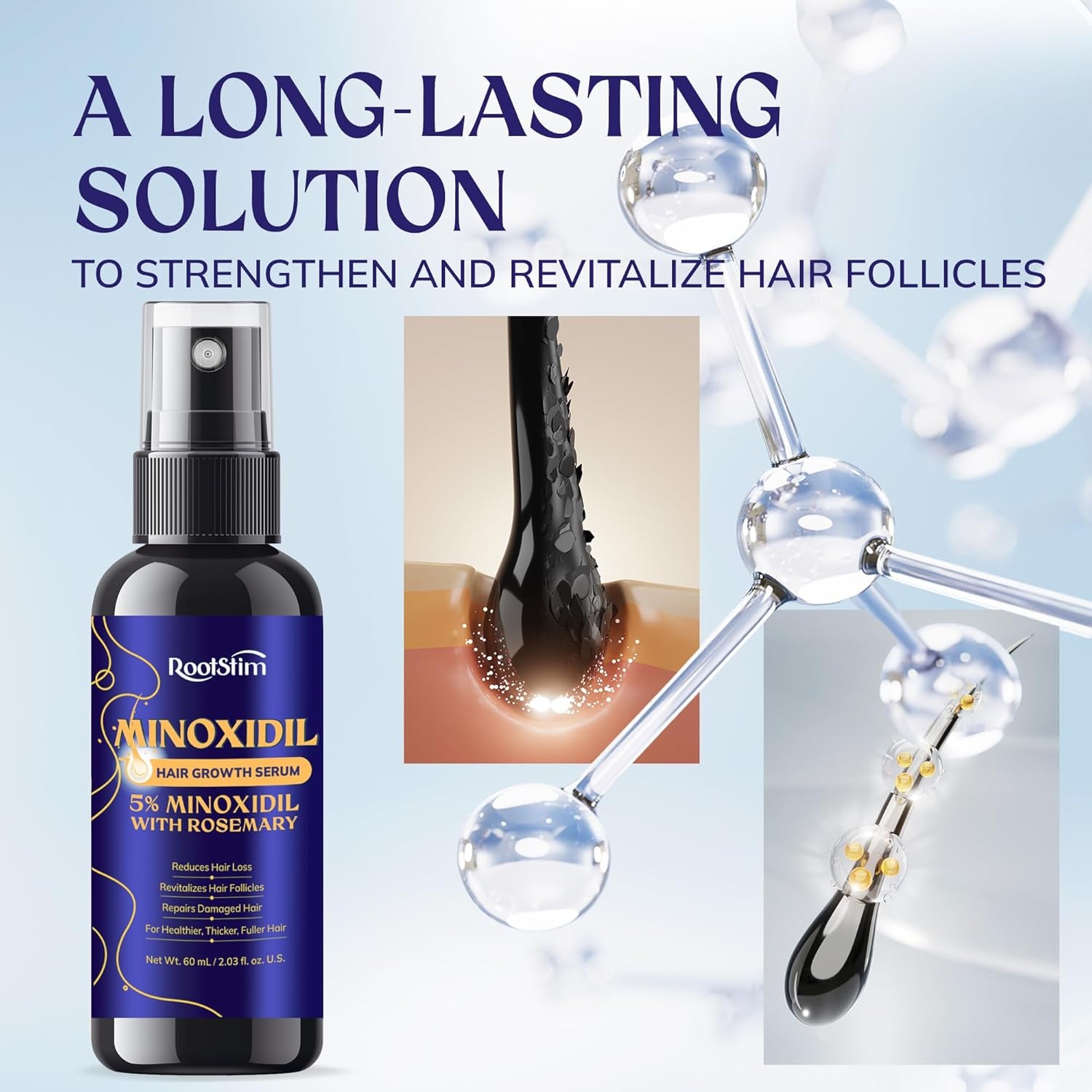 5% Minoxidil Hair Growth for Men and Women: 2-Pack Extra Strength Minoxidil Hair