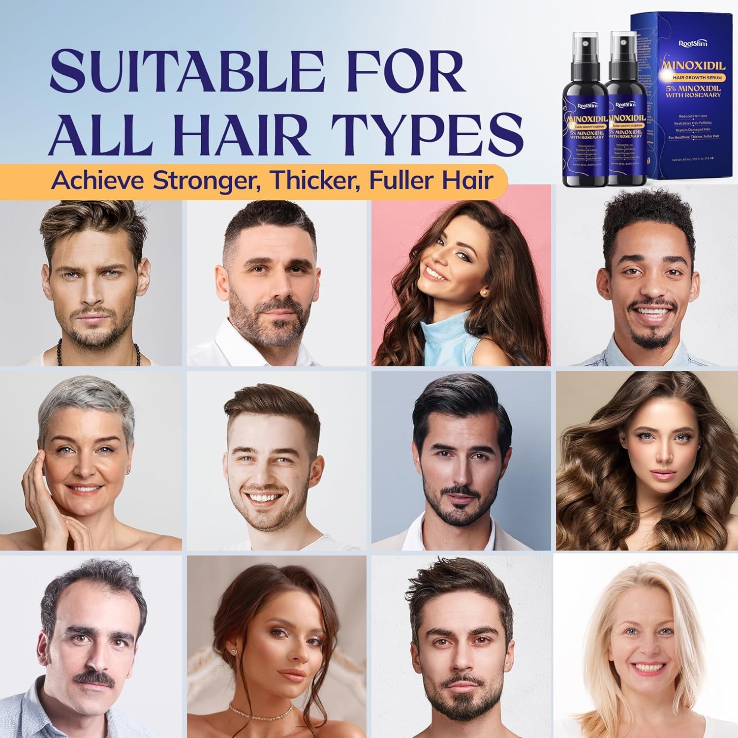 5% Minoxidil Hair Growth for Men and Women: 2-Pack Extra Strength Minoxidil Hair