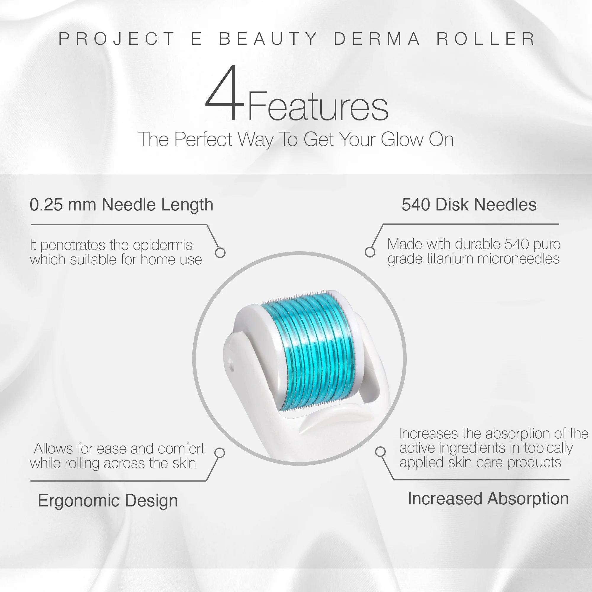 Derma Roller | 540 Titanium Microneedles | Facial & Body Skincare Tool | for Smoother Skin