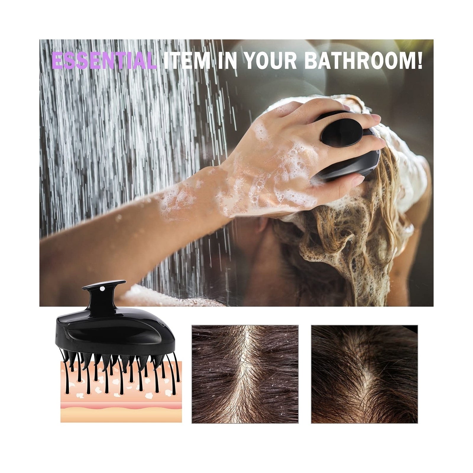 Scalp Massager Shampoo Brush, Hair Scalp Scrubber Head Massager for Stress Re...